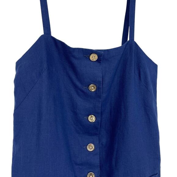 J.Crew Claudia Dress in Linen Dark Blue Size Small Mini Dress Button Front NEW - Picture 3 of 6